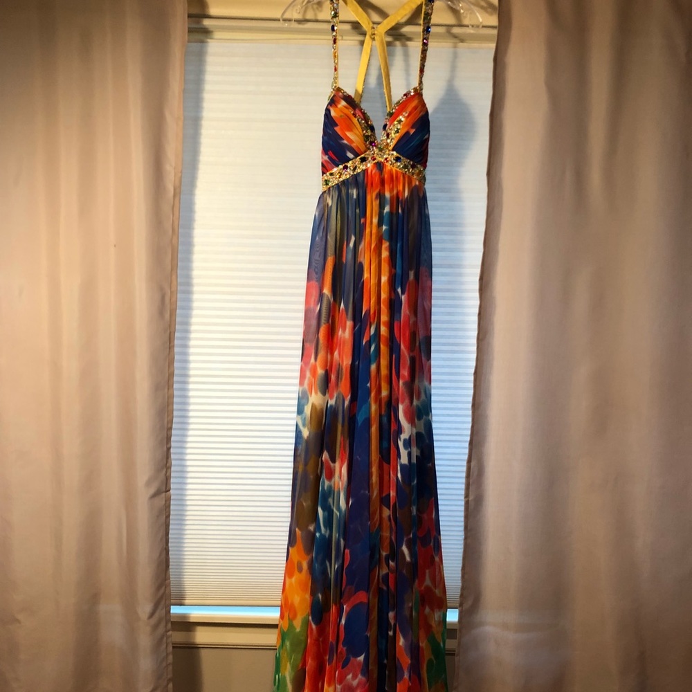 Colorful Cassandra Stone by Mac Duggal gown
